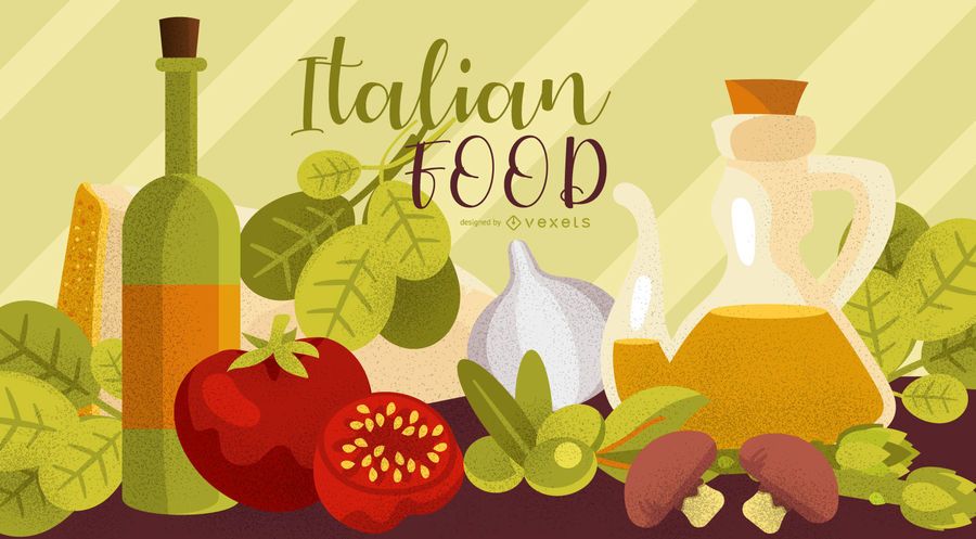 Fondo de pantalla de elementos de comida italiana Fondo de pantalla de elementos de comida italiana