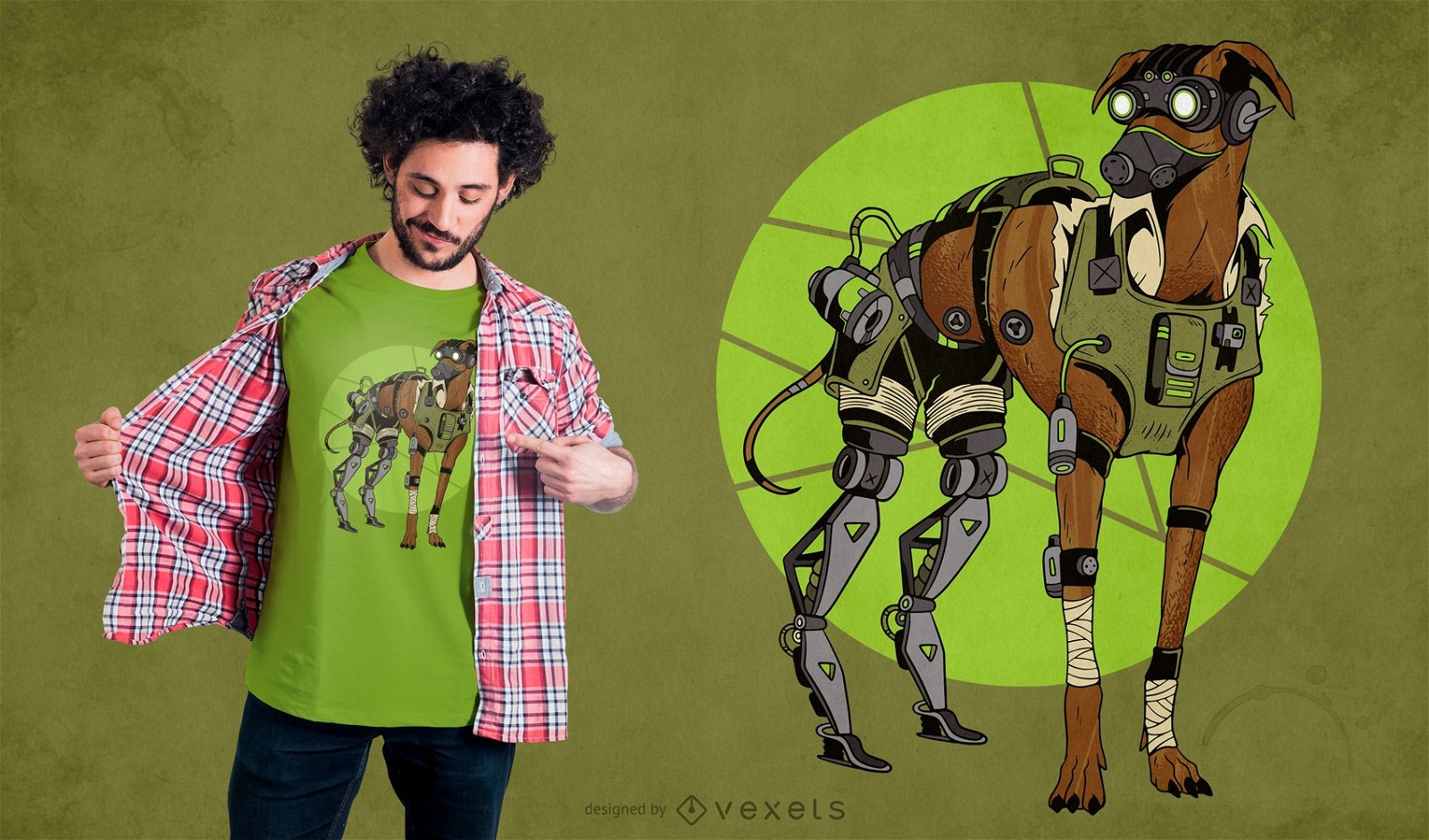 Greyhound dog cyborg t-shirt design