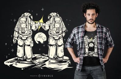 Diseño de camiseta de astronauta de puño golpeando