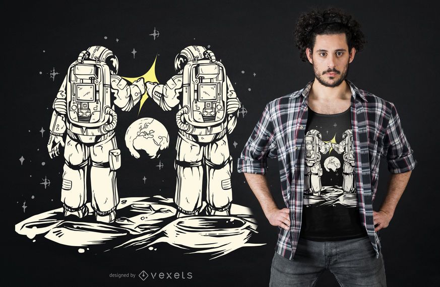 Bumping fist astronaut t-shirt design Bumping fist astronaut t-shirt design