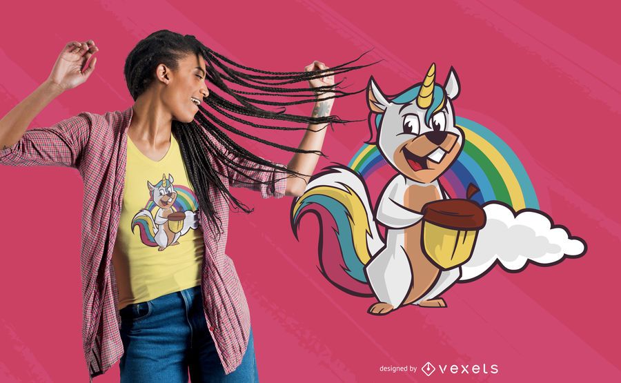 Design de t-shirt de unicórnio de esquilo Design de t-shirt de unicórnio de esquilo