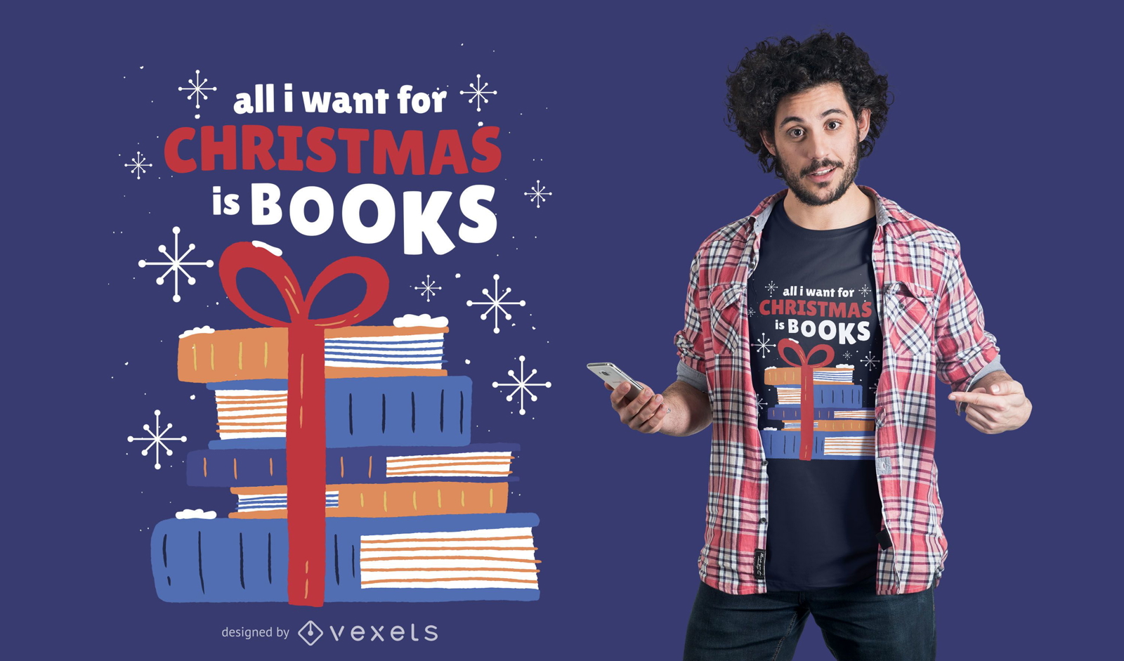 Design de camisetas de livros de natal