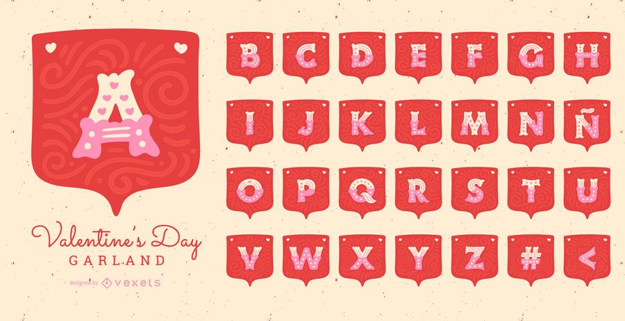 Valentine's Day Garland Alphabet Letter Set Valentine's Day Garland Alphabet Letter Set