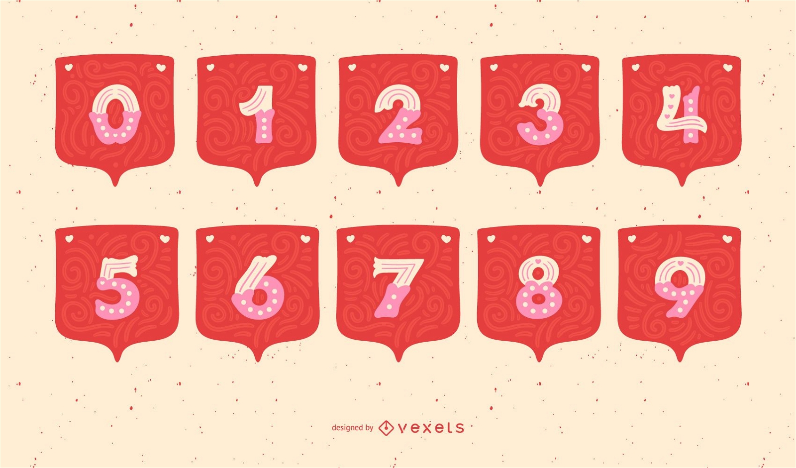 Conjunto de números de alfabeto de guirnalda de San Valentín