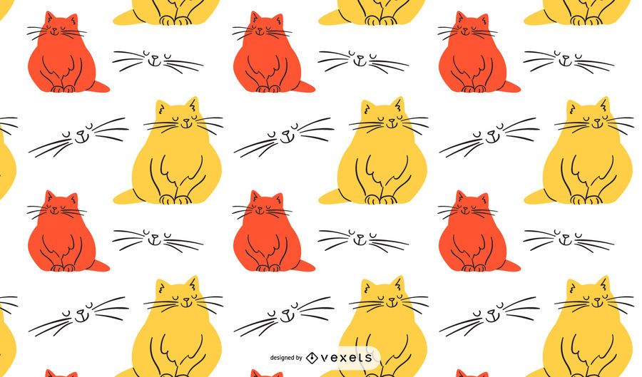 Colorful Cat Illustration Pattern Design Colorful Cat Illustration Pattern Design