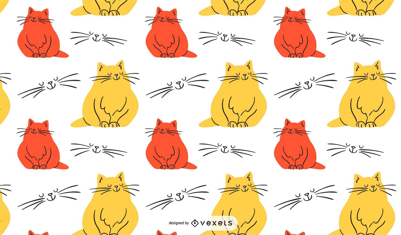 Design de padrão de ilustração de gato colorido