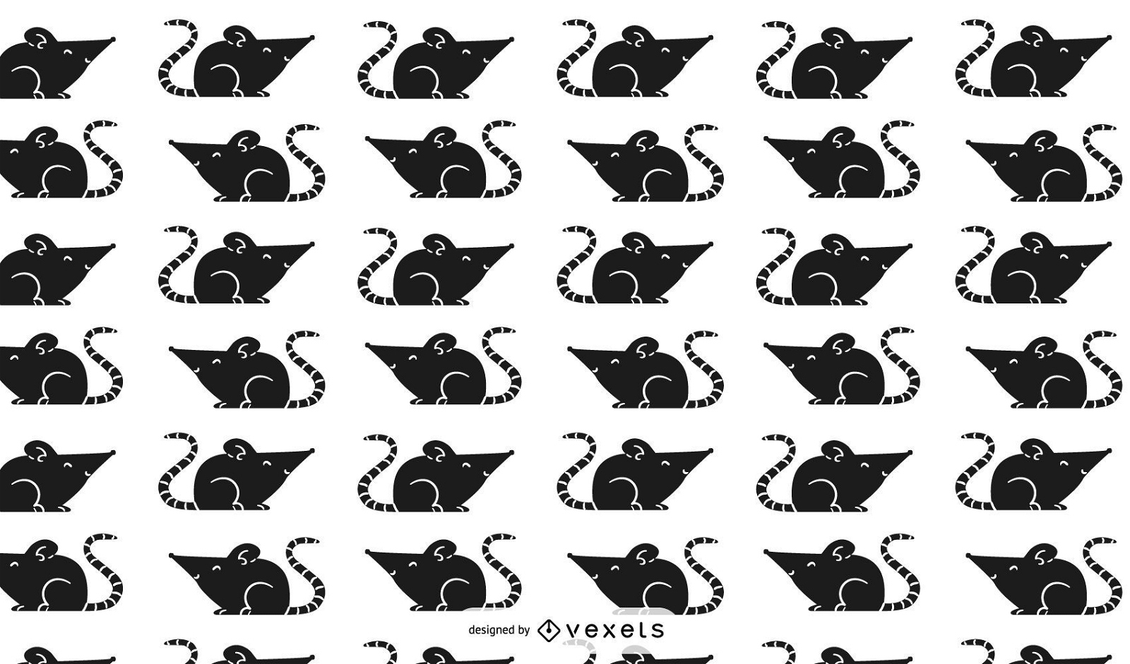 Desenho de padrão de silhueta de rato