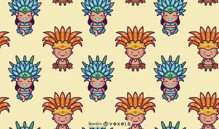 Padrão de caracteres de carnaval brasileiro de Chibi Padrão de caracteres de carnaval brasileiro de Chibi