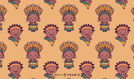 Cute Brazilian Characters Pattern Design Cute Brazilian Characters Pattern Design