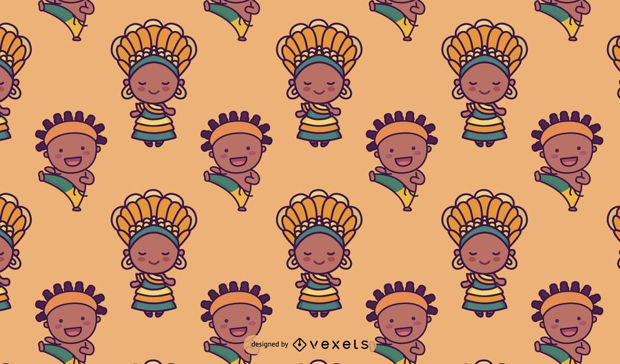Cute Brazilian Characters Pattern Design Cute Brazilian Characters Pattern Design