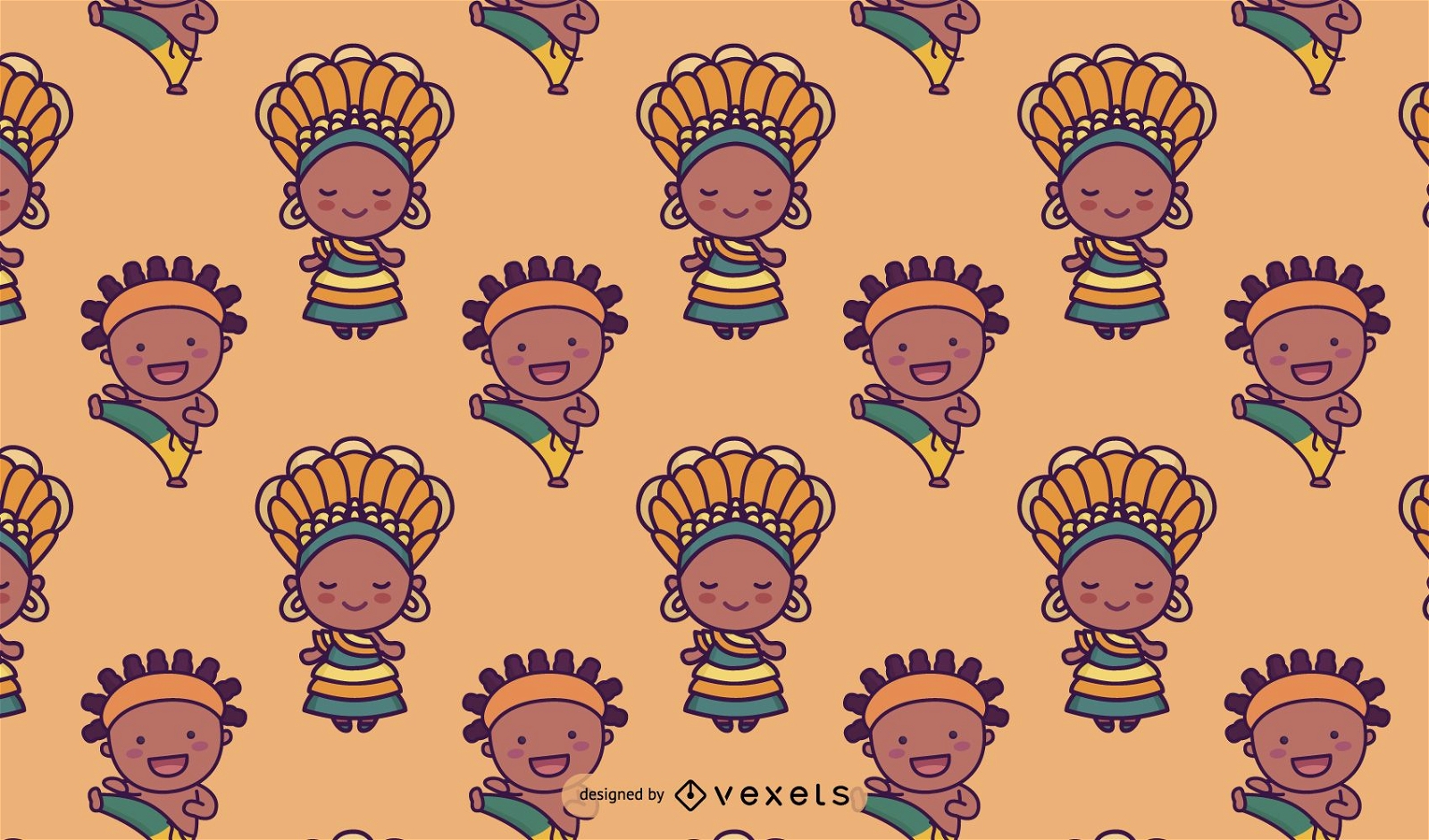 Cute Brazilian Characters Pattern Design