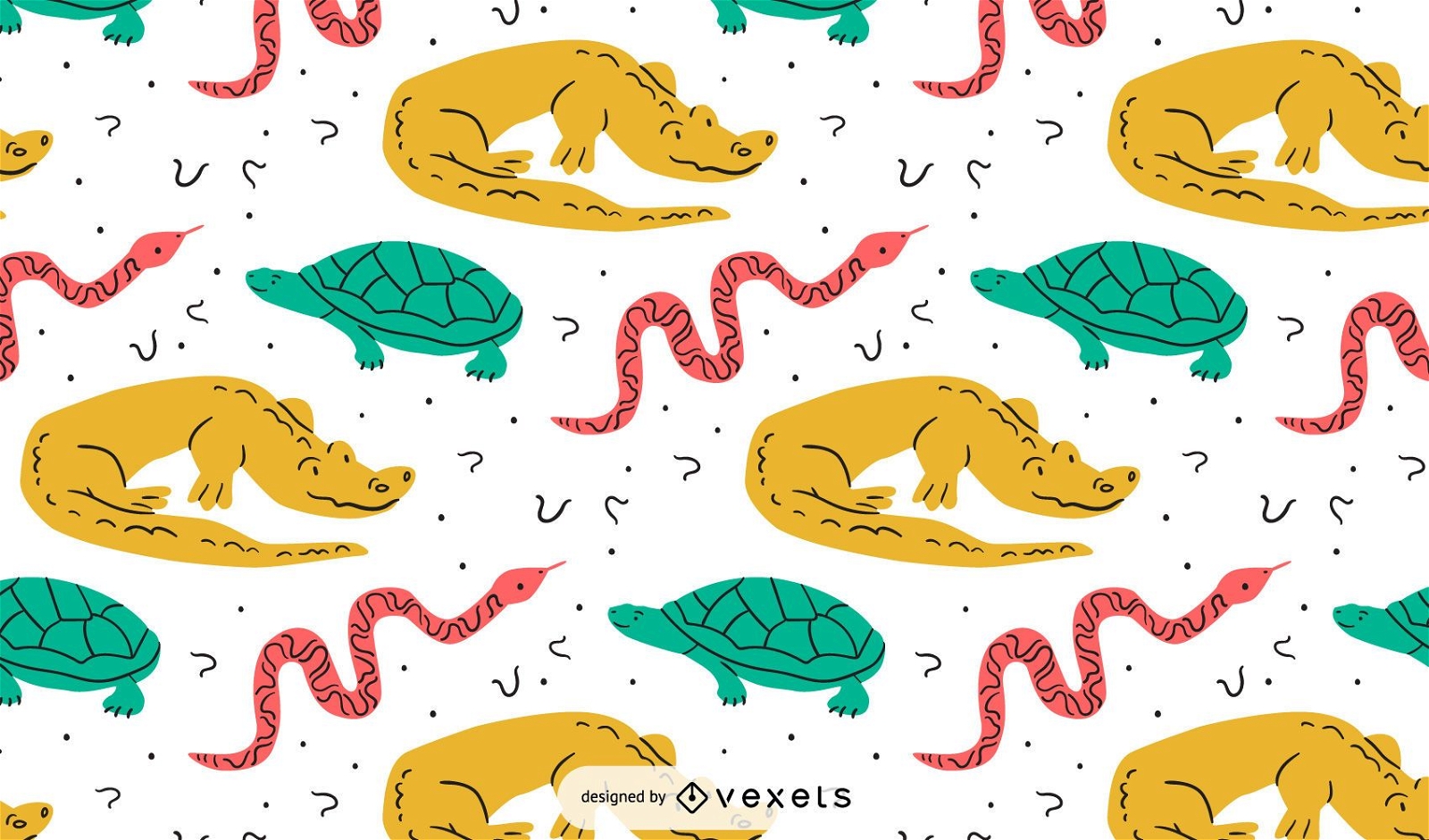 Colorful reptiles pattern design