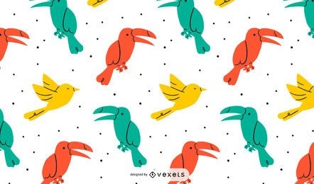 Diseño de patrón de pájaros coloridos