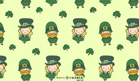 Irish Cute Characters Tileable Pattern