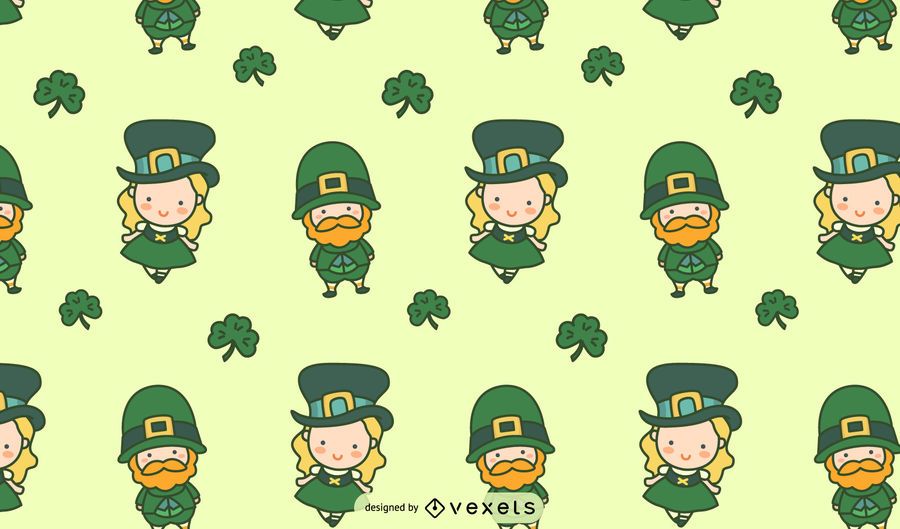 Irish Cute Characters Tileable Pattern Irish Cute Characters Tileable Pattern