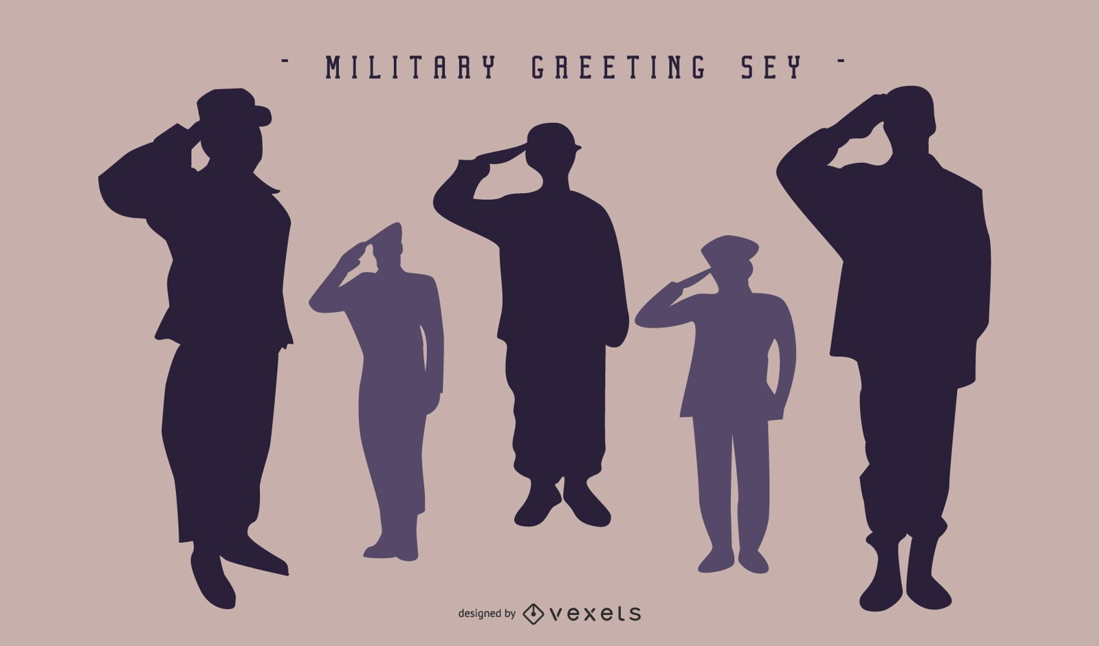 Militärische Begrüßung Silhouette Set