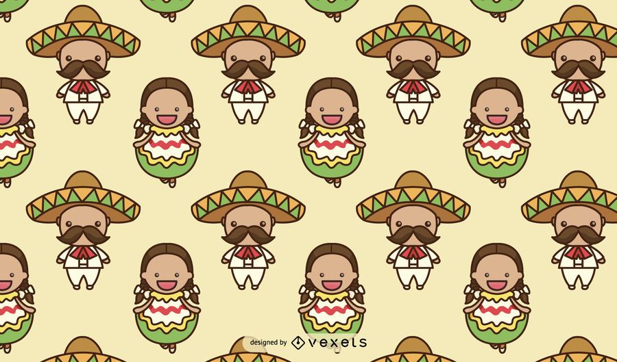 Mexican cute characters pattern design Mexican cute characters pattern design