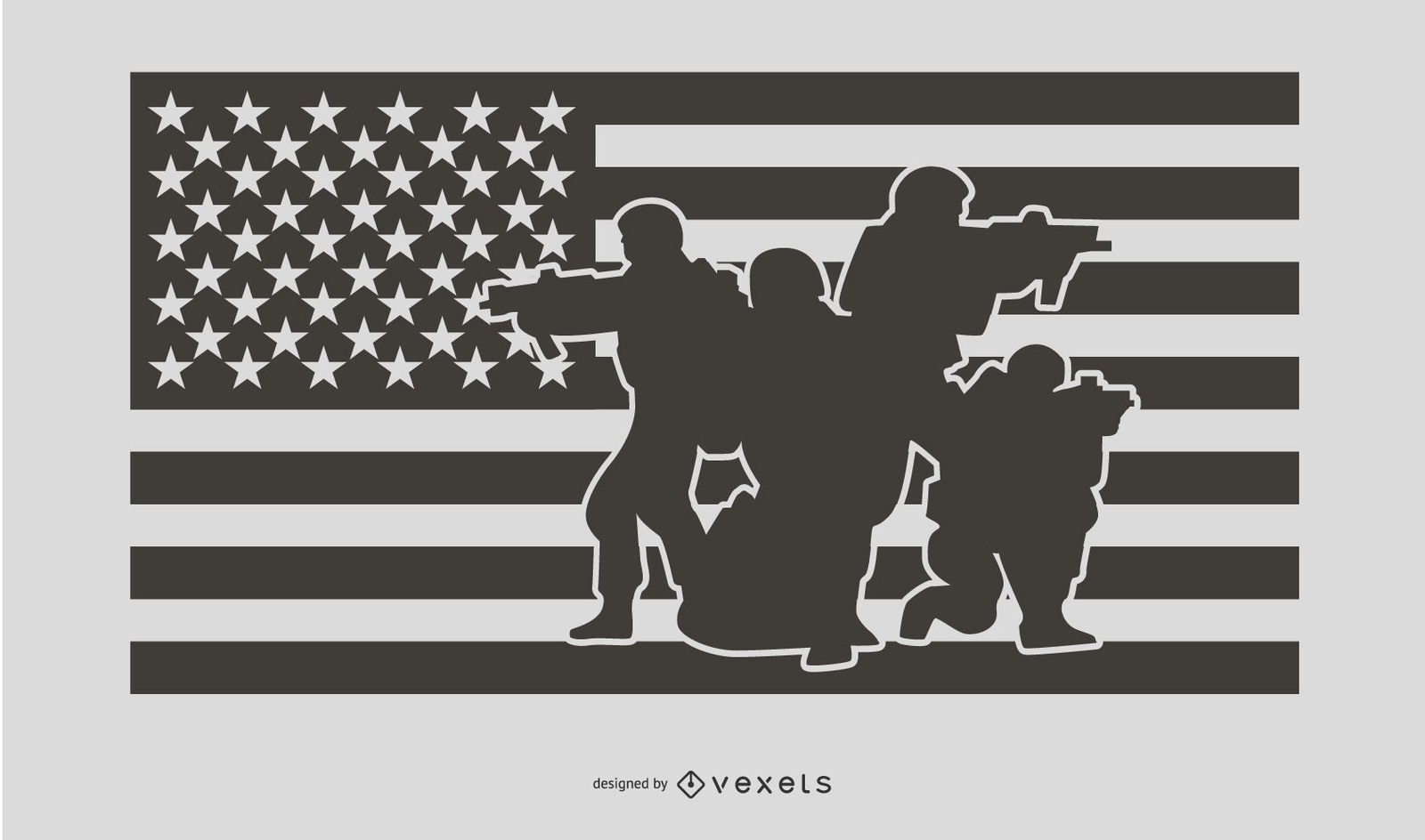 Download USA Flag Military People Silhouette Design - Vector Download