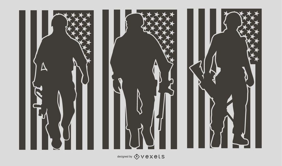 US Military People Silhouette Set US Military People Silhouette Set