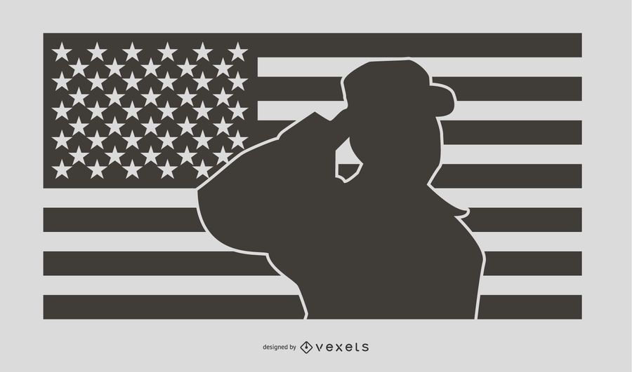 Military Man Salute Silhouette Design - Vector Download