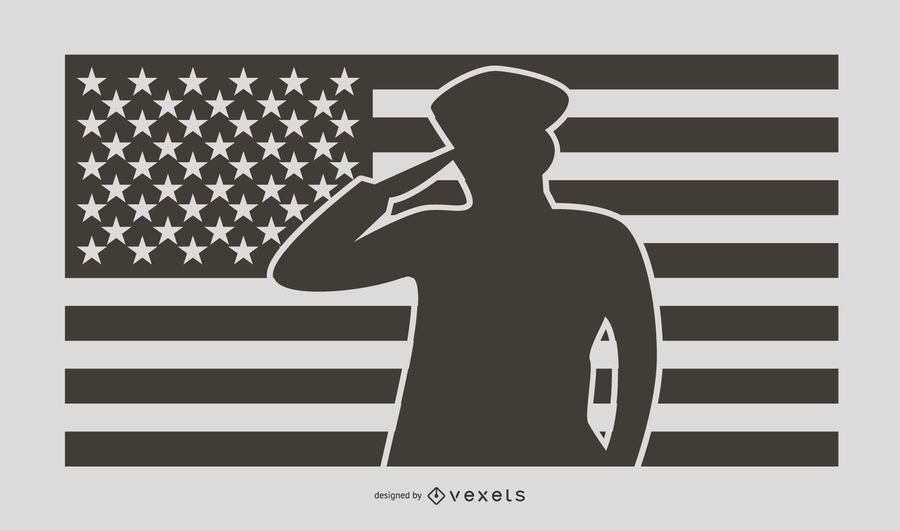 Diseño de silueta de saludo de soldado americano Diseño de silueta de saludo de soldado americano