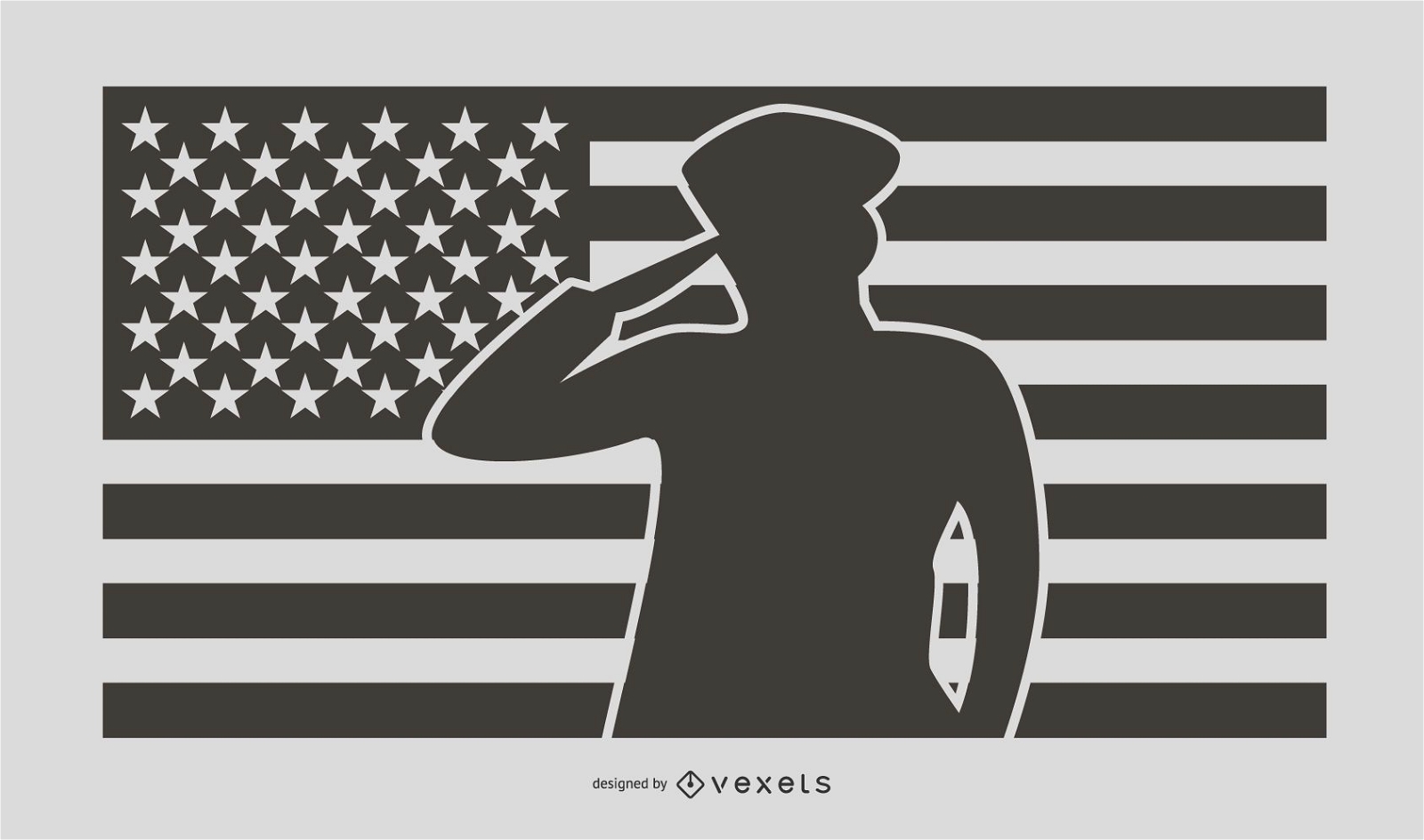 American Soldier Salute Silhouette Design