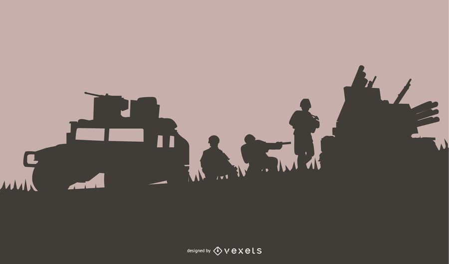 Military Scene Silhouette Background Military Scene Silhouette Background