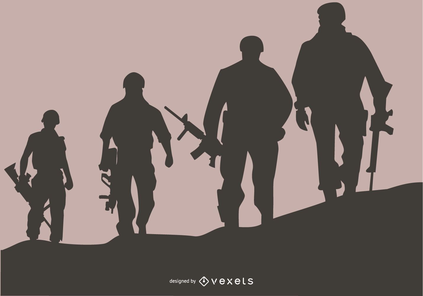 US Soldiers Silhouette Background Design