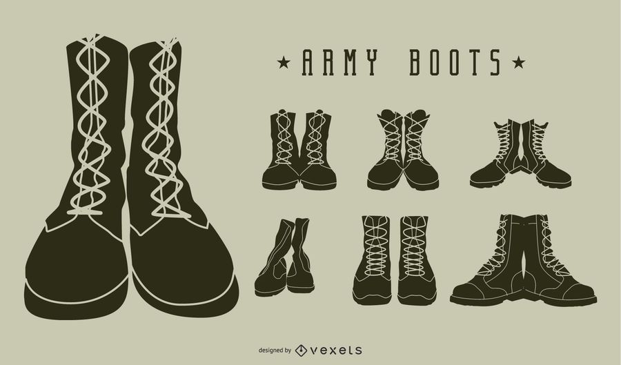Paquete de silueta de botas militares Paquete de silueta de botas militares