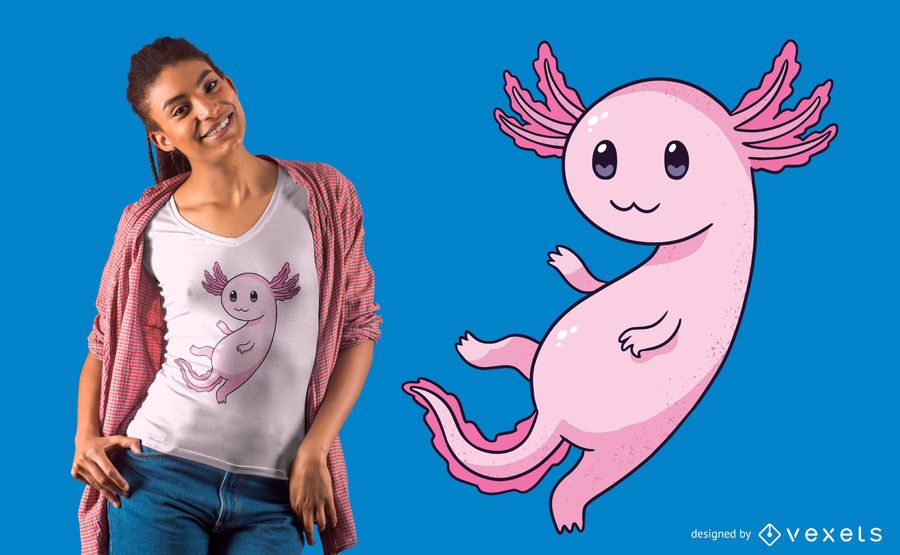 Niedlicher Axolotl T-Shirt Entwurf Niedlicher Axolotl T-Shirt Entwurf