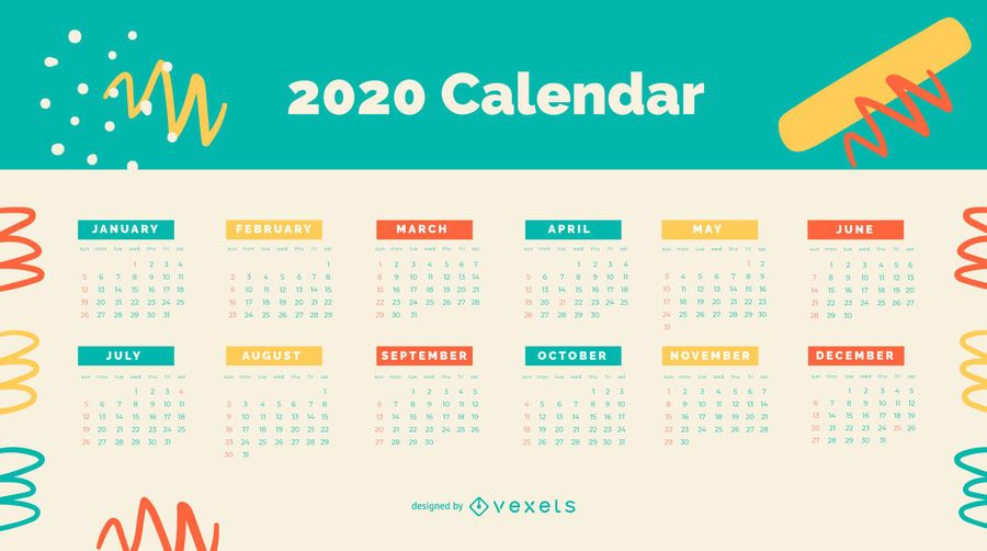Colorful Abstract 2020 Calendar Design Colorful Abstract 2020 Calendar Design
