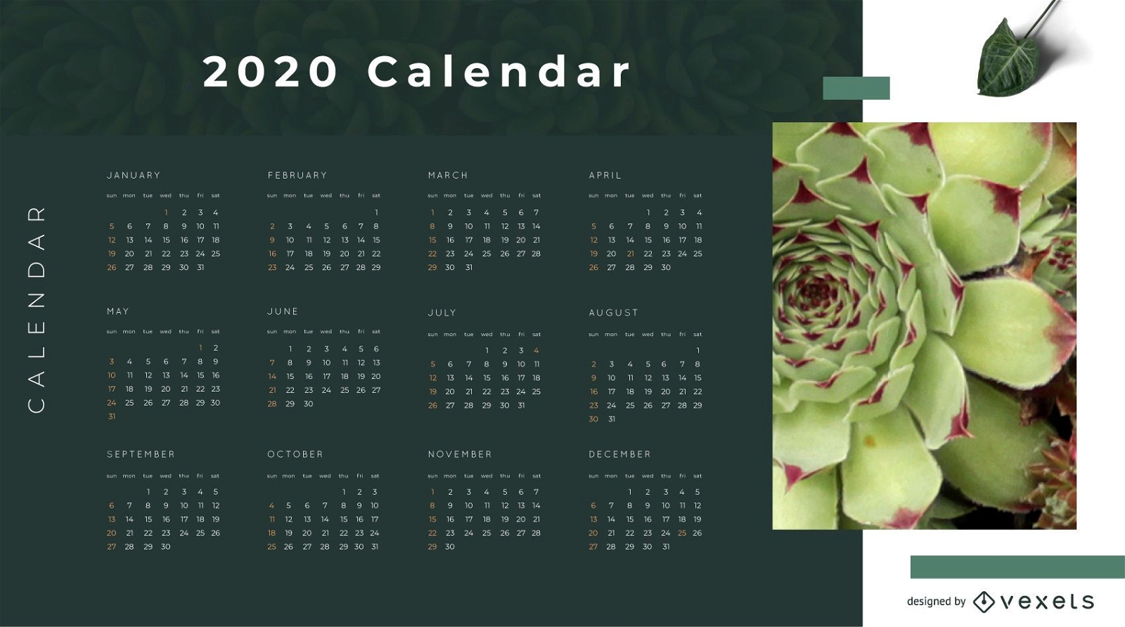 Diseño de calendario Eco Nature 2020