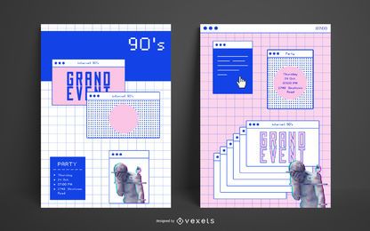 Plantilla de póster estético de internet de los 90 Plantilla de póster estético de internet de los 90