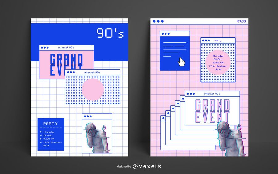 Plantilla de póster estético de internet de los 90 Plantilla de póster estético de internet de los 90