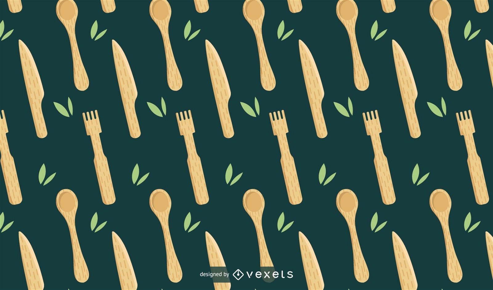 Bamboo kitchen utensils pattern design