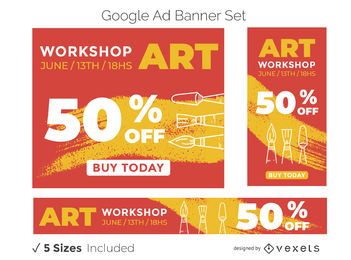 Art workshop ad banner set