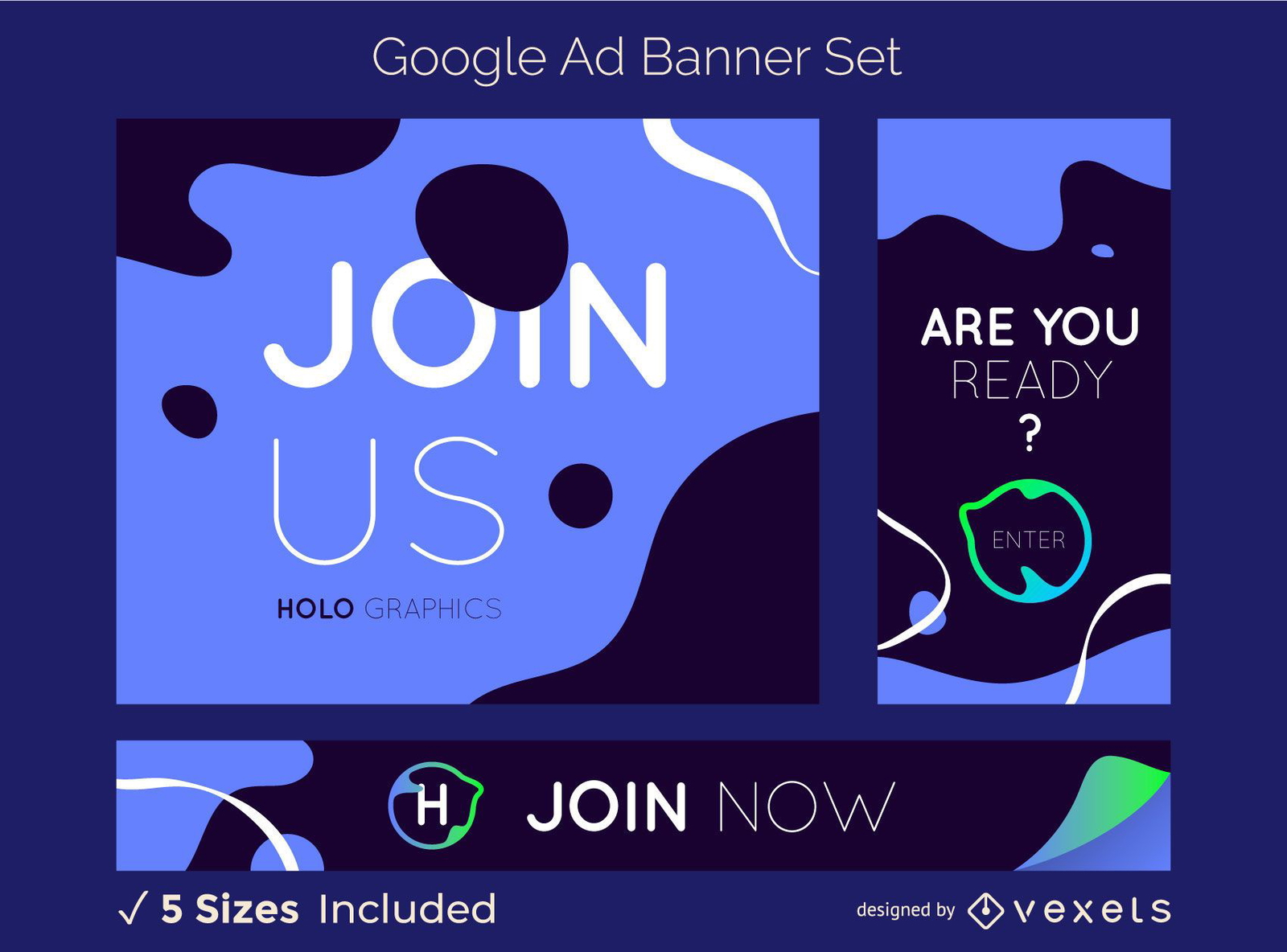 Abstract liquid shapes banner set