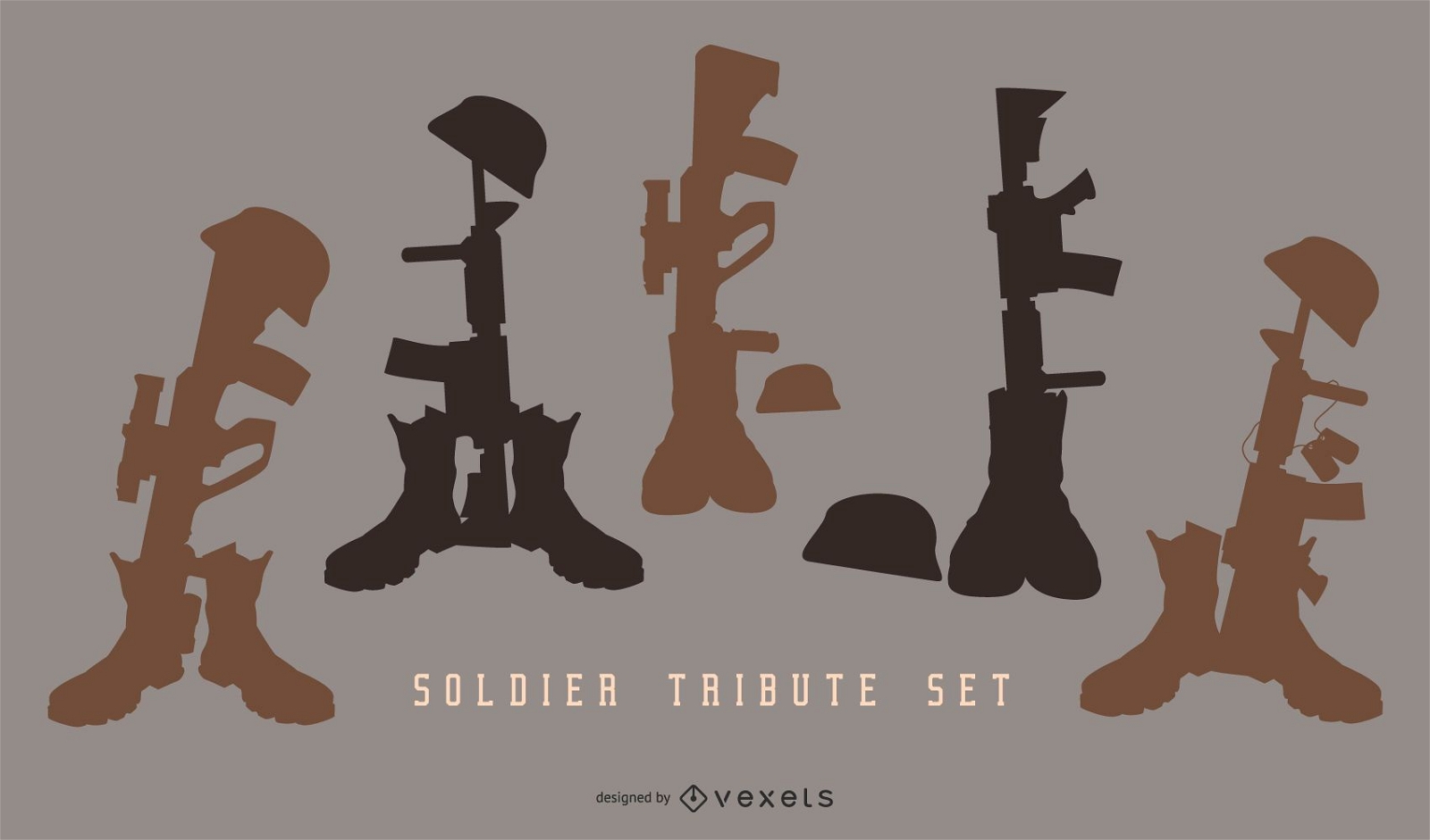 Conjunto de silueta de tributo de soldado