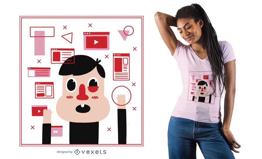 Diseño de camiseta abierta con pestañas cerebrales. Diseño de camiseta abierta con pestañas cerebrales.