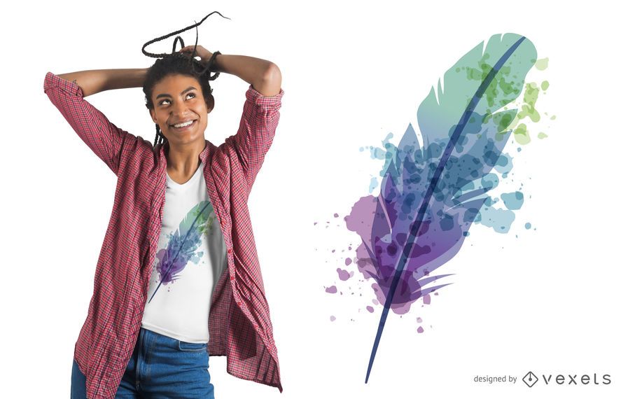 Diseño de camiseta de plumas de acuarela Diseño de camiseta de plumas de acuarela