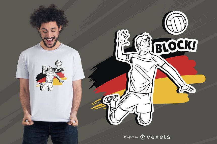 Design de t-shirt de homem de voleibol alemão Design de t-shirt de homem de voleibol alemão