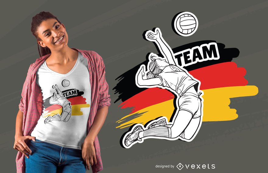 Design de t-shirt de voleibol alemão Design de t-shirt de voleibol alemão
