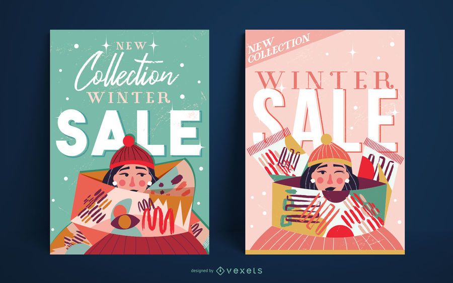Winter sale girl poster template Winter sale girl poster template