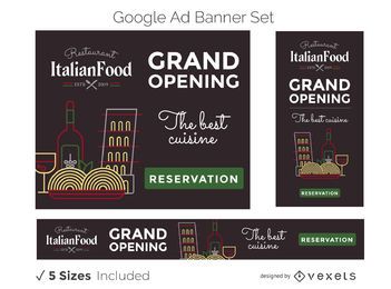 Conjunto de banner de anúncio de restaurante italiano Conjunto de banner de anúncio de restaurante italiano