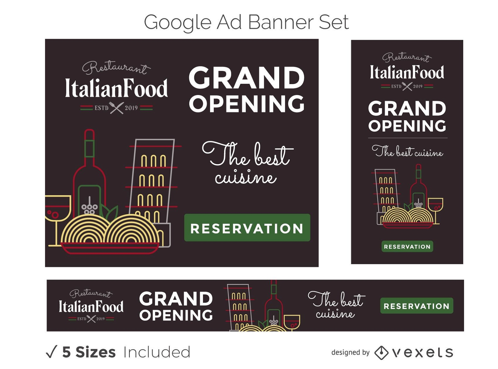Italian restaurant ad banner set