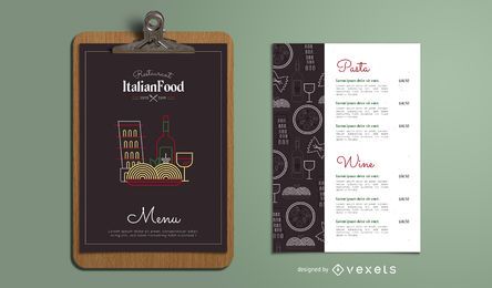Modelo de menu de restaurante italiano Modelo de menu de restaurante italiano
