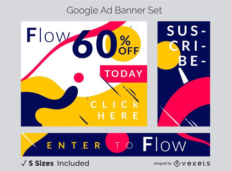 Conjunto de banner de fluxo abstrato colorido Conjunto de banner de fluxo abstrato colorido