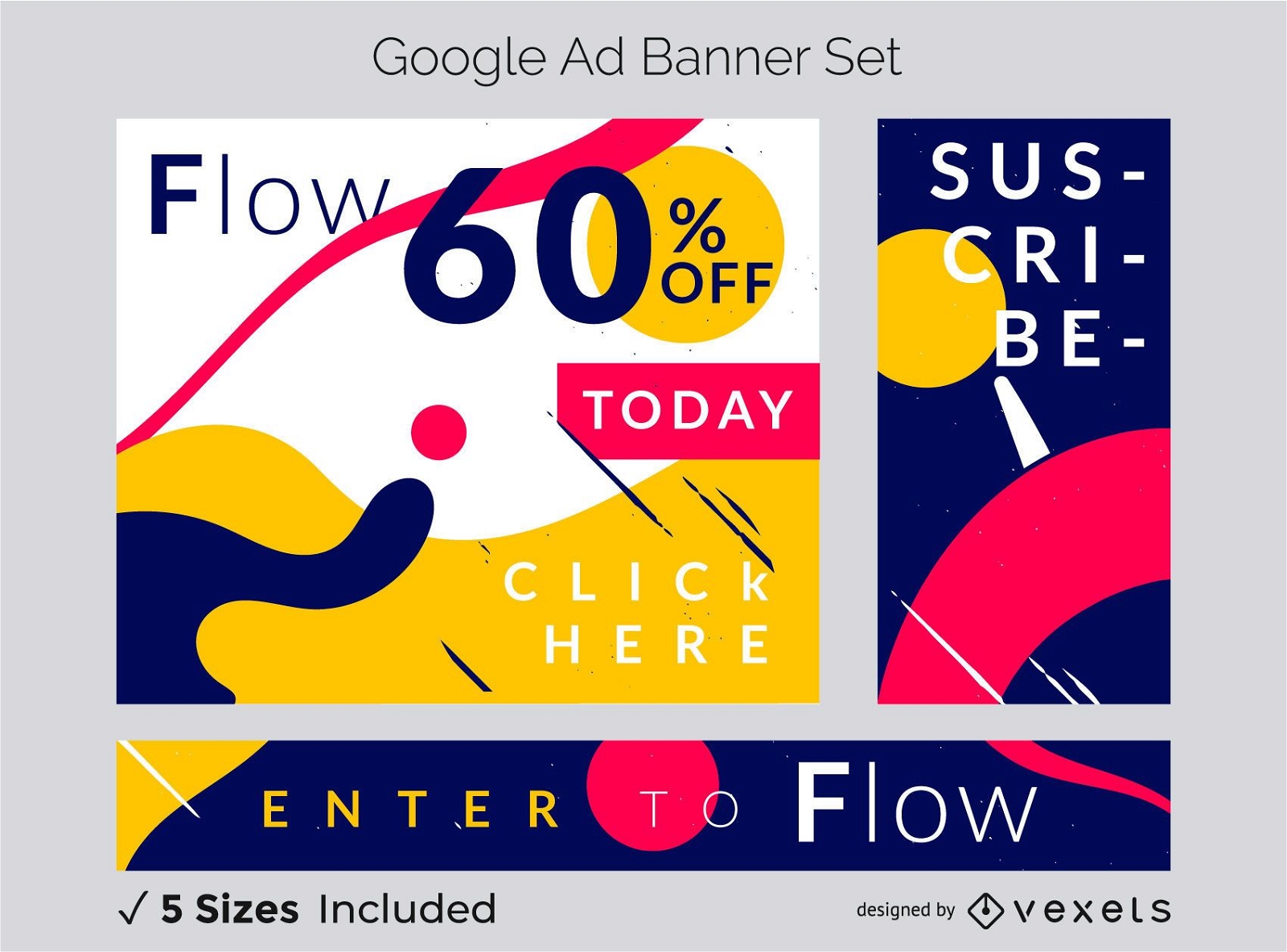 Colorful abstract flow banner set