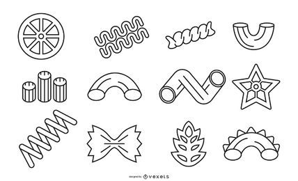 Pasta stroke vector set Pasta stroke vector set