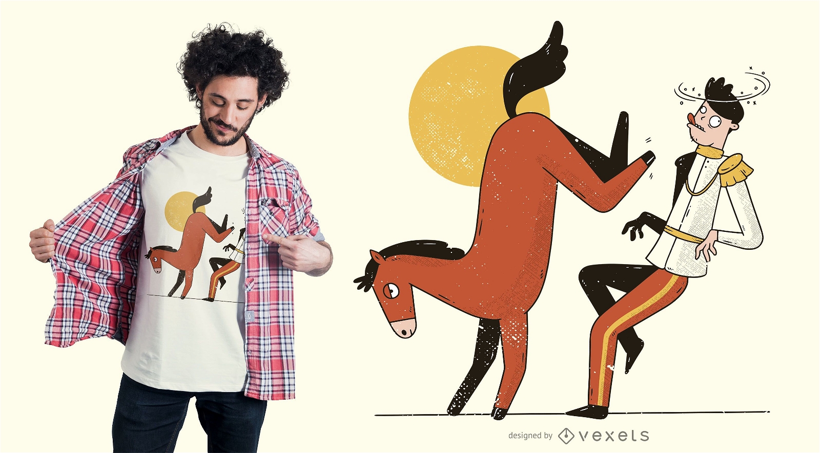 Design de t-shirt do príncipe cavalo chutando